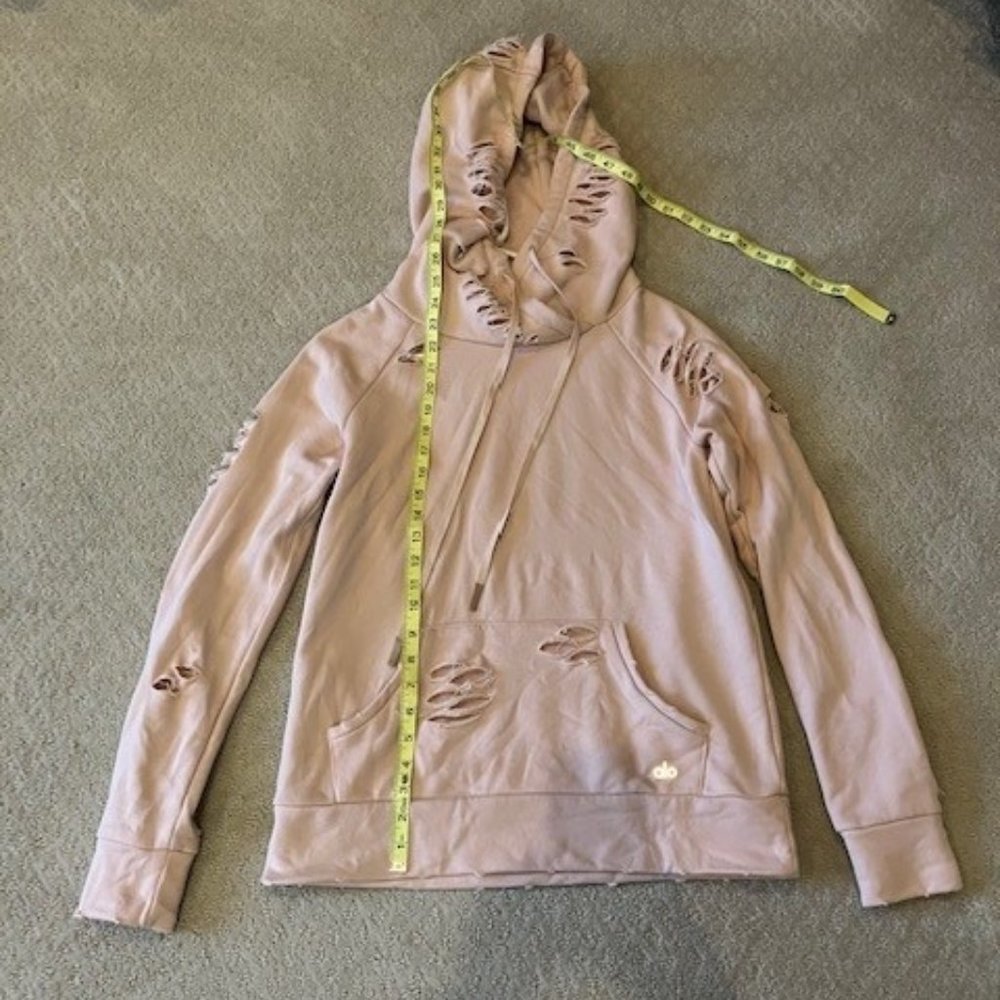 Alo Pink Sweatshirt Hoodie *destroyed* size small - Picture 2 of 3